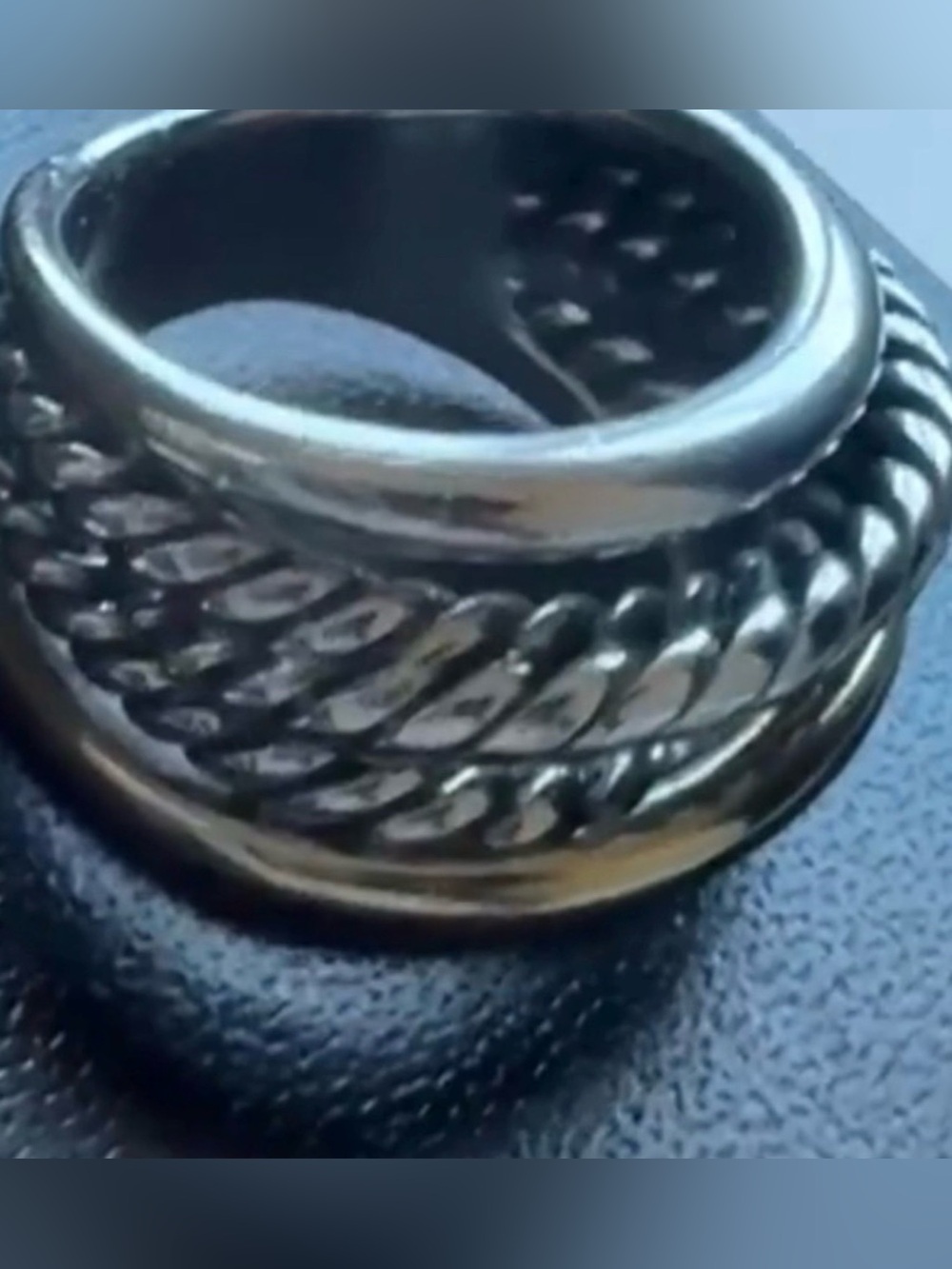 David Yurman Two-Tone Silver and Gold Multi-Band Cable Ring - Picture 3 of 16